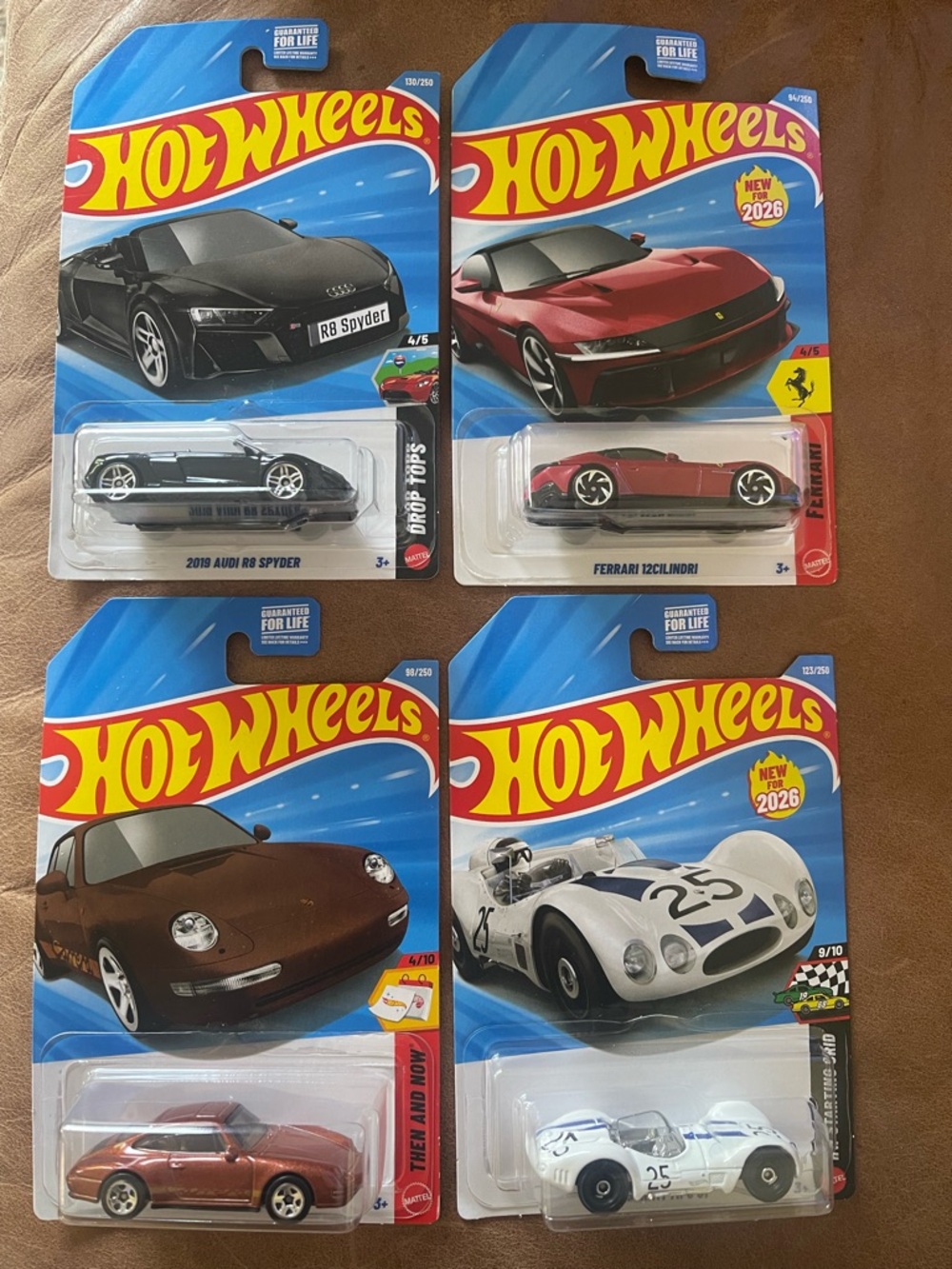 4 Hot Wheels Toy Cars, Audi, Ferrari, Porsche and Maserati